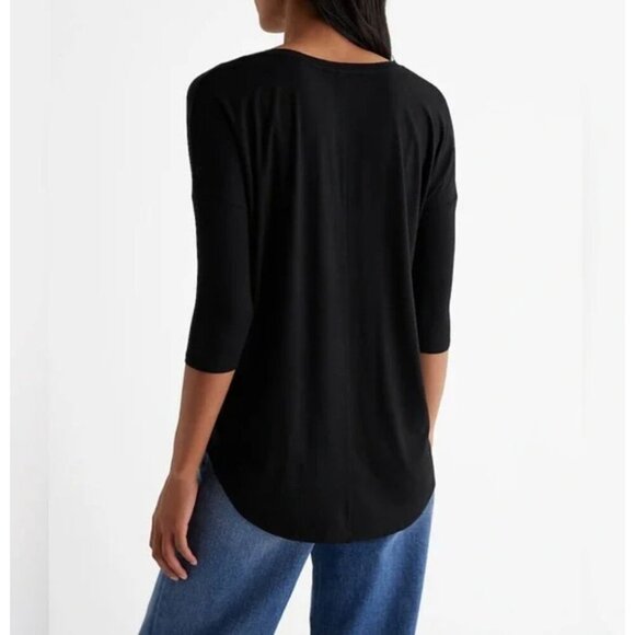 Express Black V-Neck Half Sleeve London T-Shirt XS - Picture 2 of 5